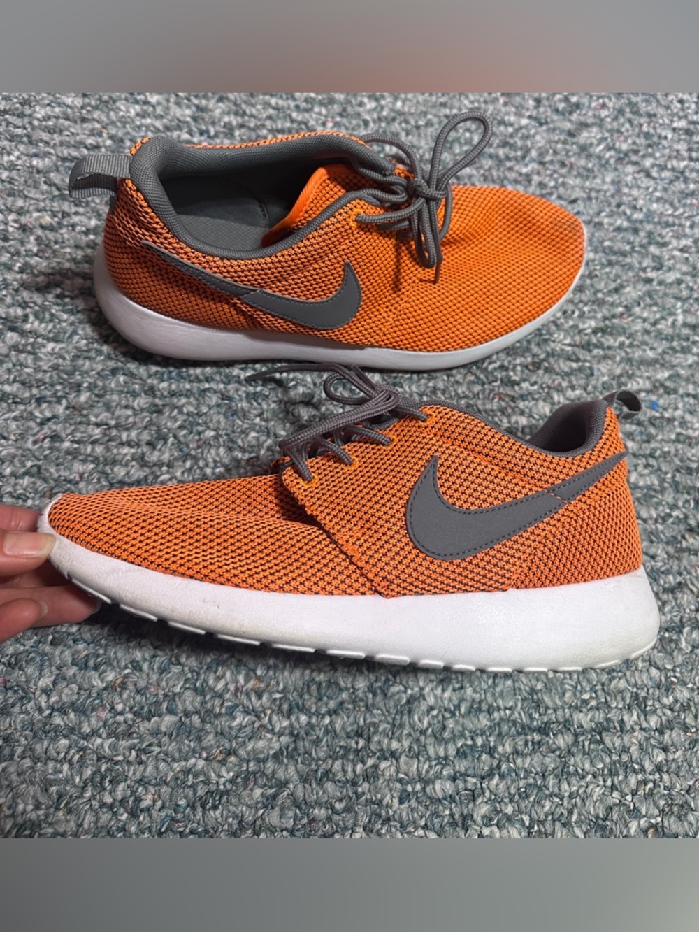 Nike Roshe Run Orange and Gray Mesh Sneakers